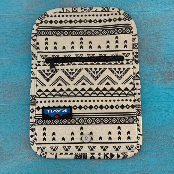 Kavu Mondo Spender Tri-Fold Design Wallet Clutch Travel Organizer Black & Cream - Picture 8 of 9